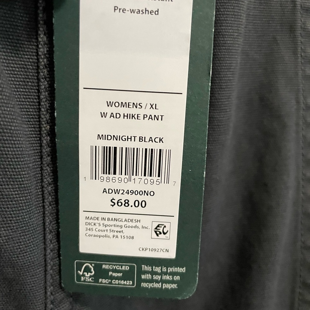 Alpine Design Black Womens Hiking Pants new with tags